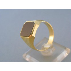 Zlatý pánsky prsteň vzorovaný žlté zlato kameň onyx DP68704Z