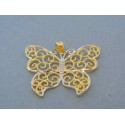 Prívesok motýlik žlté biele zlato 