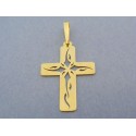 Prívesok krížik s ornamentami žlté zlato