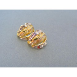 Zlaté dámske náušnice vzorované dvojfarebné zlato zirkóny VA207V