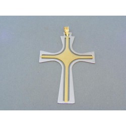 Zlatý prívesok moderný krížik žlté biele zlato VIK299V