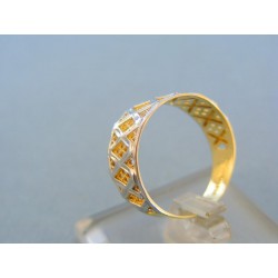 Vzorovaný dámsky prsteň dvojfarebné zlato VP54217V