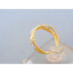 Zlatý vzorovaný dámsky prsteň žlté biele zlato VP50176V