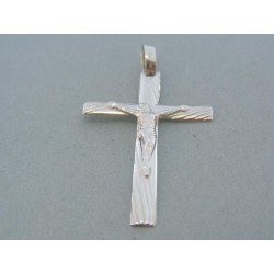 Zlatý prívesok vzorovaný krížik biele zlato ukrižovaný Ježiš VIK186B