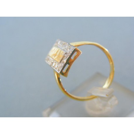 Elegantný dámsky prsteň žlté biele zlato zirkóny DP56358V