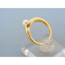 Zlatý prsteň žlté zlato perla zirkóny DP56284Z