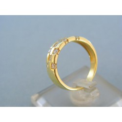 Moderný zlatý prsteň žlté zlato zirkóny DP52351Z