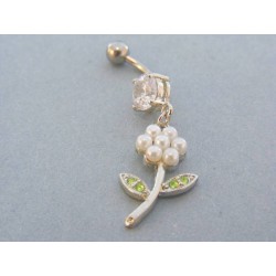 Piercing ch. oceľ kvet kamienky, perla VO320
