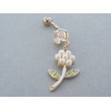 Piercing ch. oceľ kvet kamienky, perla VO320