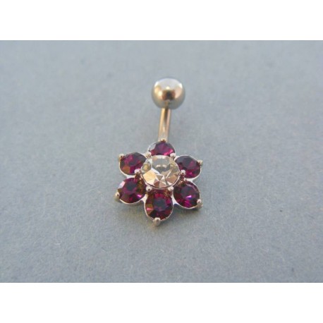 Piercing farebný kvet ch. oceľ VO222