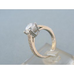 Zlatý prsteň elegantný biele zlato zirkóny VP54437B