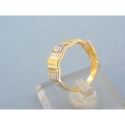 Vlnovitý dámsky prsteň žlté biele zlato vzorovaný VP50205Vpr
