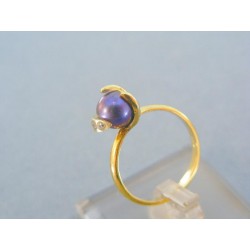 Zlatý dámsky prsteň žlté zlato perla zirkón VP52270Zšo
