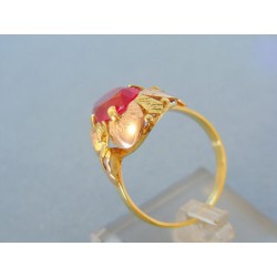 Zlatý dámsky prsteň žlté červené zlato veľký kameň VP63622Vzl