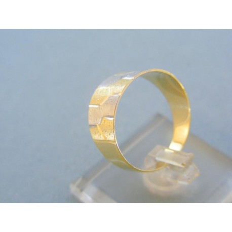 Pekný dámsky vzorovaný prsteň žlté biele zlato VP60294Vpe