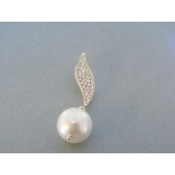Strieborný prívesok zdobený perlou swarovskí DIS585