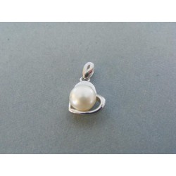 Strieborný prívesok srdiečko s perlou VIS157jvd