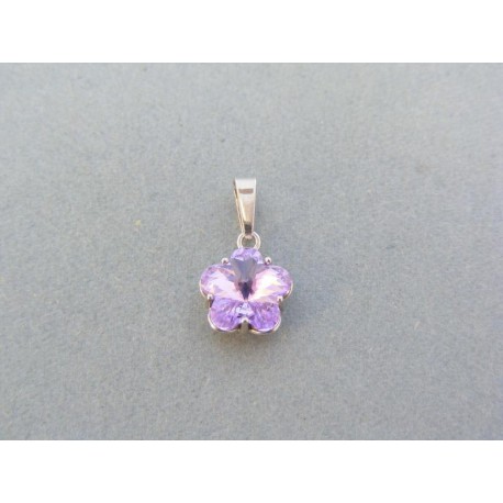 Strieborný prívesok fialový zirkón tvar kvet DIS1190