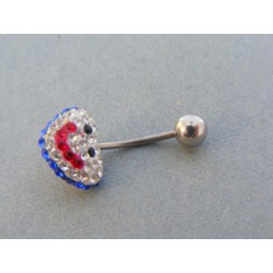 Piercing ch. oceľ tvar usmiate srdiečko krištáliky VO107