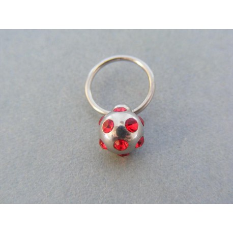 Piercing ch. oceľ červené krištáliky VO243