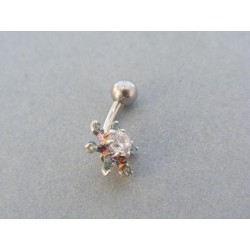 Piercing ch. oceľ tvar kvet kamienky zirkónu VO155