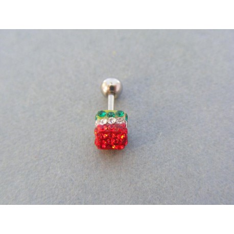 Piercing ch. oceľ farebné krištáliky VO048