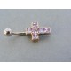 Piercing ch. oceľ tvar kríž kamienky VO206