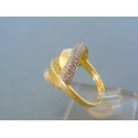 Zlatý dámsky prsteň žlté zlato elegantný tvar kamienky zirkónu VP56429Z 585/1000 4,29g