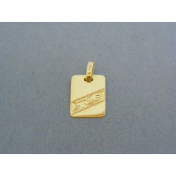 Zlatý prívesok platnička jemný vzor žlté zlato VI108Z