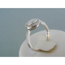 Zlatý dámsky prsteň biele zlato priehľadne kamienky DP57268B