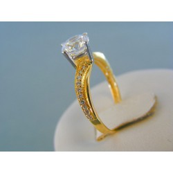 Zlatý dámsky prsteň žlté biele zlato zirkón v korunke VP56200V 585/1000 2,00g