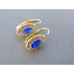 Zlaté dámske náušnice elegantný tvar kamienky žlté zlato DA244Z 14 karátov 585/1000 2.44g