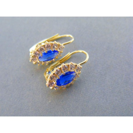 Zlaté dámske náušnice elegantný tvar kamienky žlté zlato DA244Z 14 karátov 585/1000 2.44g