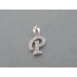 Strieborný prívesok písmeno P kamienky zirkónu VIS153 925/1000 1.53g