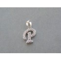 Strieborný prívesok písmeno P kamienky zirkónu VIS153 925/1000 1.53g
