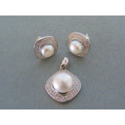Strieborná súprava náušnice prívesok perla kamienky VSS543 925/1000 5.43g