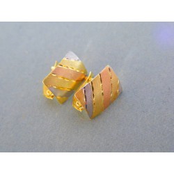 Zlaté dámske náušnice trojfarebné zlato VA186V 14 karátov 585/1000 1.86g