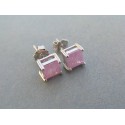 Strieborné dámske náušnice napichovačky ružový kameň VAS214 925/1000 2.14g
