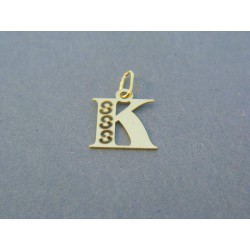 Zlatý prívesok písmeno K žlté zlato vzorovaný VI033Z 14 karátov 585/1000 0.33g