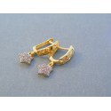 Zlaté visiace dámske náušnice hviezdy kamienky DA183Z 14 karátov 585/1000 1.83g