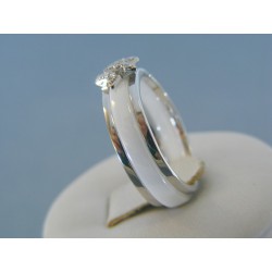 Strieborný dámsky prsteň keramika kamienky DPS57458 925/1000 4.58g