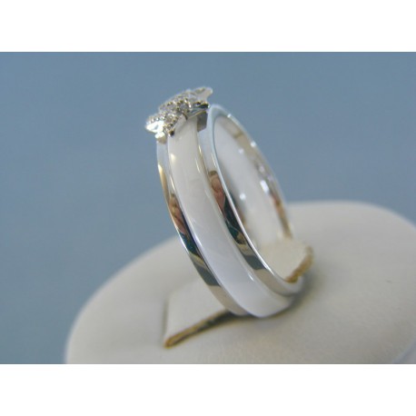 Strieborný dámsky prsteň keramika kamienky DPS57458 925/1000 4.58g