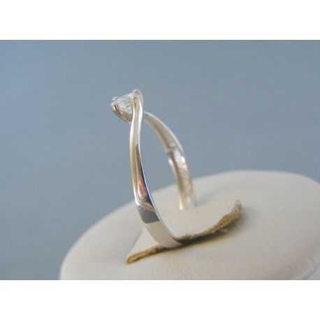 Zlatý dámsky prsteň jednoduchý tvar biele zlato zirkón VP58148B 14 karátov 585/1000 1.48g