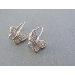 Strieborné dámske náušnice motýliky kamienky VAS336 925/1000 3.36g