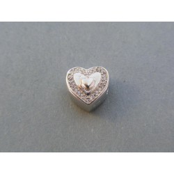 Strieborný prívesok korálka srdiečko kamienky VIS304 925/1000 3.04g