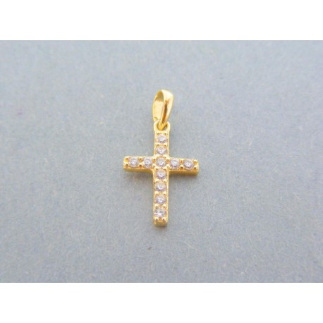 Zlatý prívesok krížik žlté zlato kamienky VIK078Z 14 karátov 585/1000 0.78g