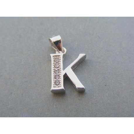 Strieborný dámsky prívesok písmeno K kamienky VIS141 925/1000 1.41g