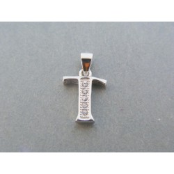 Strieborný prívesok písmeno T kamienky DIS112 925/1000 1.12g