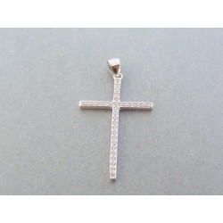 Strieborný prívesok krížik číre zirkóny DIKS096 14 karátov 585/1000 0.96g