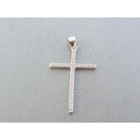 Strieborný prívesok krížik číre zirkóny DIKS096 14 karátov 585/1000 0.96g